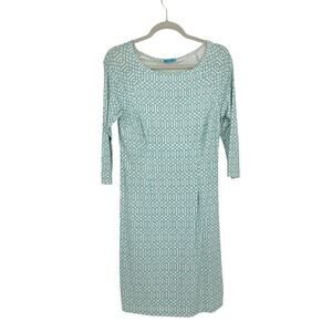 J. McLaughlin Mini Dress Size XS Catalina Cloth Nylon 3/4 Sleeve White Green